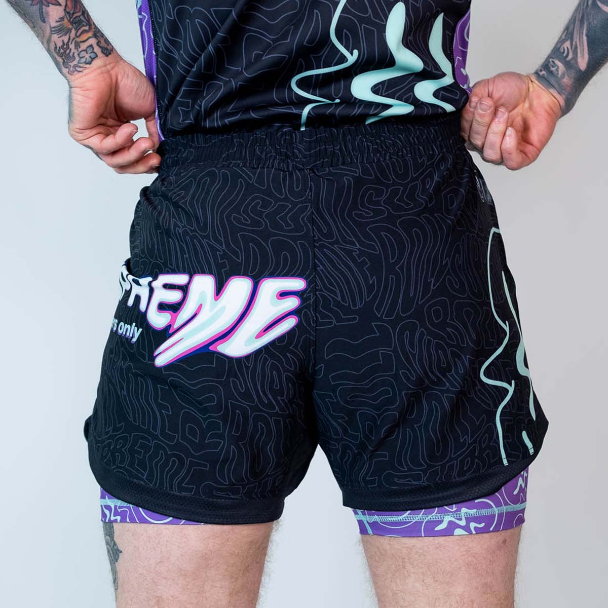 Rouler suprême le rave ultraviolet Brain Freeze 2 in 1 jiu jitsu shorts
