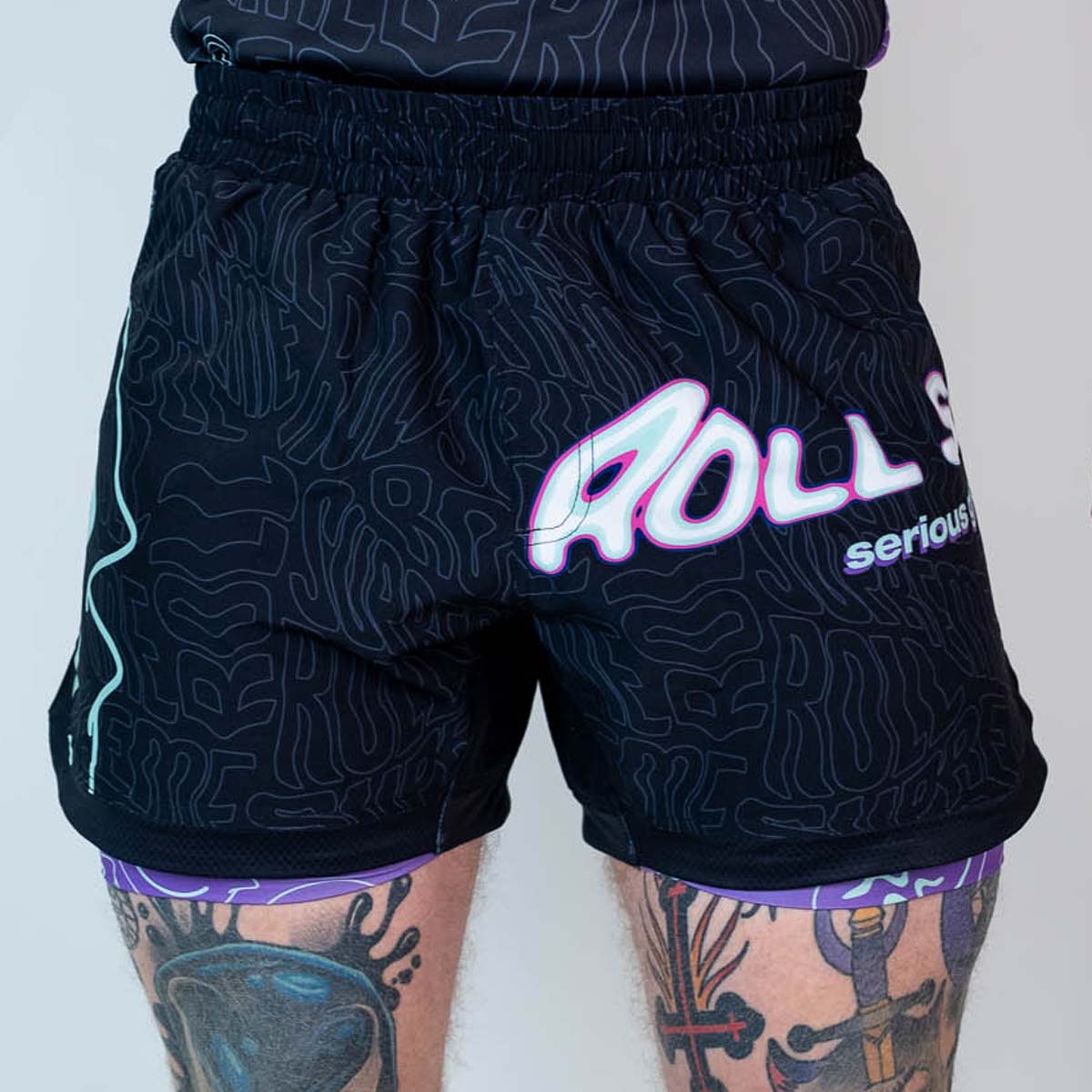 Roll Supreme The Rave Ultraviolet Brain Freeze 2 in 1 Jiu Jitsu Shorts ...
