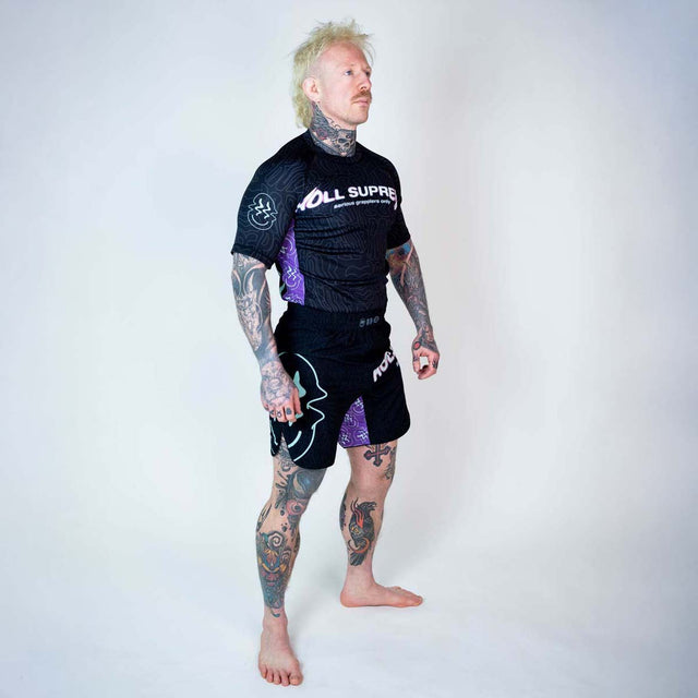 Roll Supreme The Rave Ultraviolet Brain Freeze 2 in 1 Jiu Jitsu Shorts