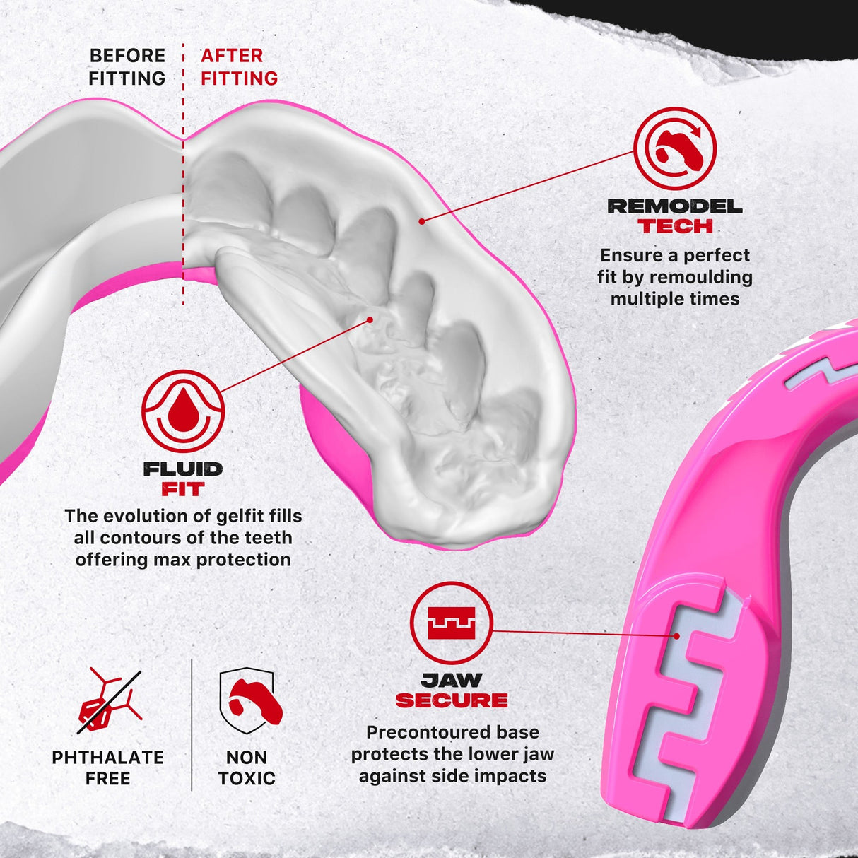SAFEJAWZ Extro Series Pink Viper Mouthguard - view 3