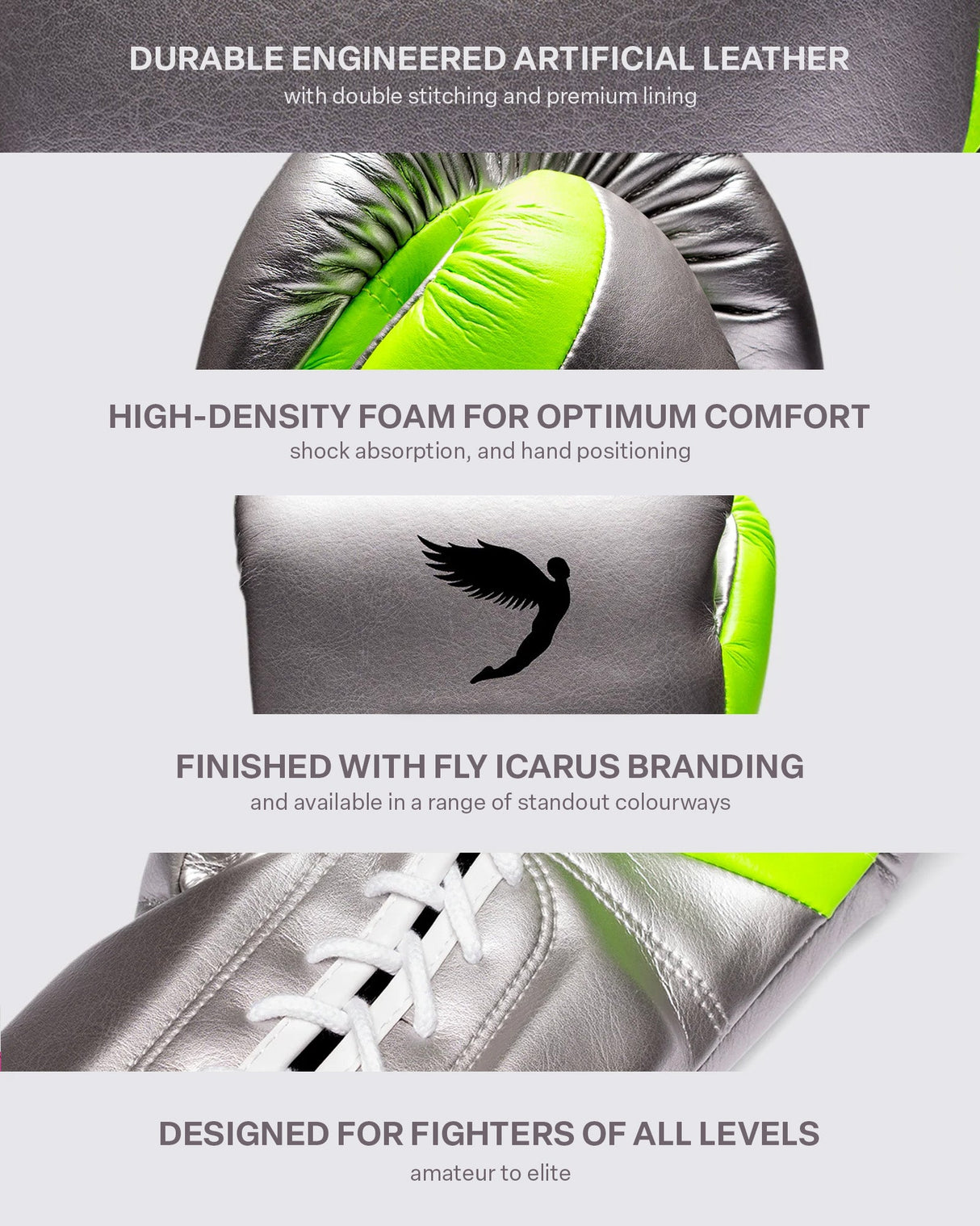 Fly Superlace Pro X 2 Boxing Gloves Silver/Neon