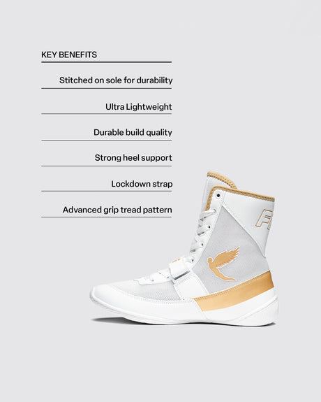 Fly Kids Storm 2 Boxing Boots White/Gold