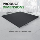 Sprung 20mm PRO Rubber Gym Floor Tiles - Smooth Top - Black