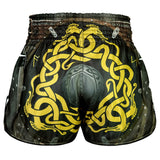 TUFF Sport RMS120 High-Cut Retro Berserkers Fury Muay Thai Shorts Brown - side detail