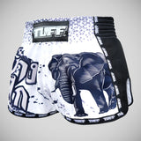 TUFF Sport MRS203 Retro Style White War Elephant Muay Thai Shorts   