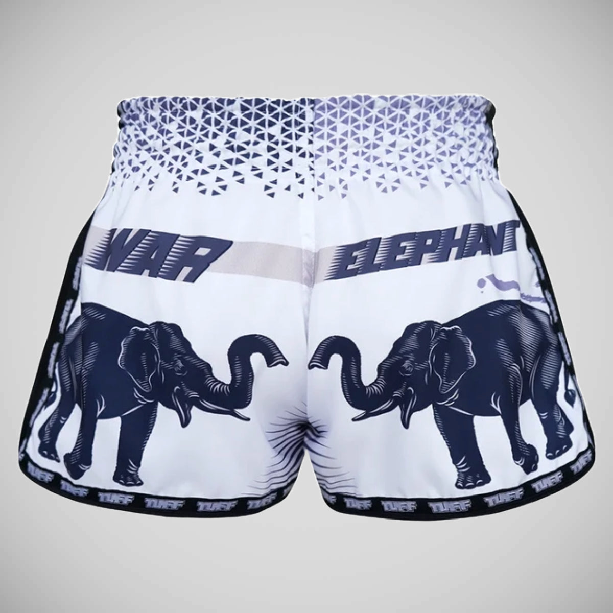 TUFF Sport MRS203 Retro Style White War Elephant Muay Thai Shorts   