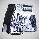 TUFF Sport MRS203 Retro Style White War Elephant Muay Thai Shorts   