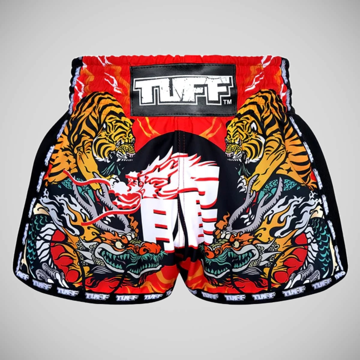 TUFF Sport MRS204 Retro Style Red Chinese Dragon And Tiger Muay Thai Shorts   