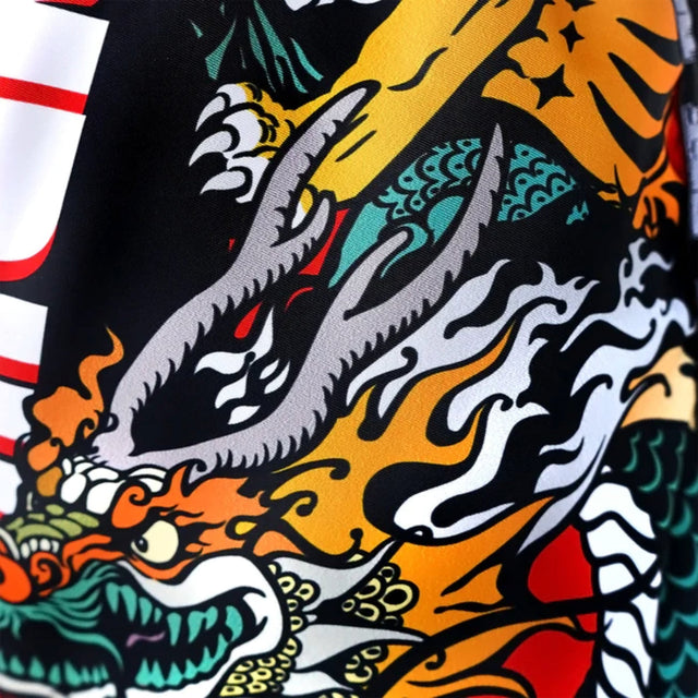 TUFF Sport MRS204 Retro Style Red Chinese Dragon And Tiger Muay Thai Shorts