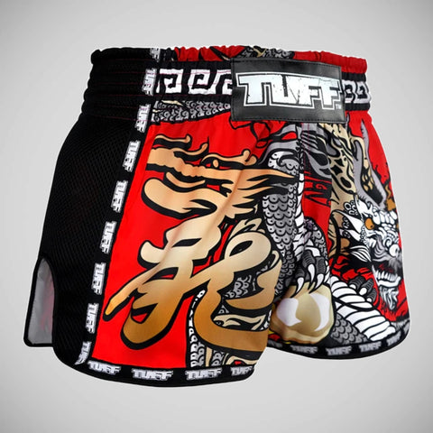 TUFF Sport MRS205 Retro Style Red Chinese Dragon Muay Thai Shorts