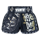 Tuff Sport Mrs206 Retro Style Black Singha Yantra med krigsflagg Muay Thai Shorts