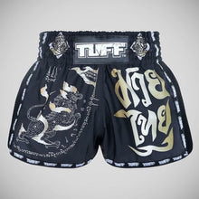 TUFF Sport MRS206 Retro Style Black Singha Yantra with War Flag Muay Thai Shorts