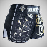 Tuff Sport Mrs206 Retro Style Black Singha Yantra med krigsflagg Muay Thai Shorts