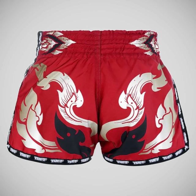 TUFF Sport MRS206 Retro Style Red Thai Yantra Muay Thai Shorts - back view
