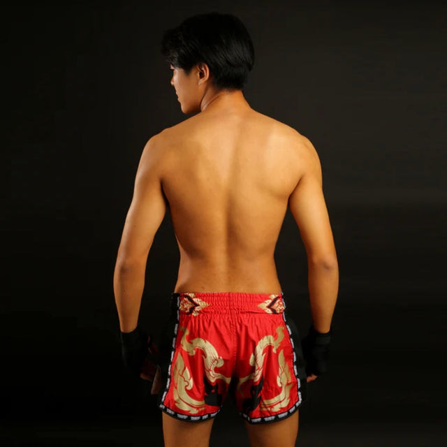 TUFF Sport MRS206 Retro Style Red Thai Yantra Muay Thai Shorts - view 7