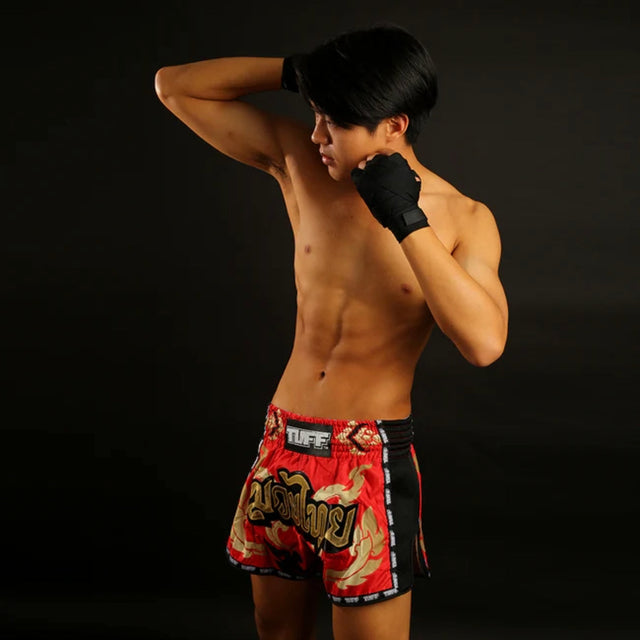 TUFF Sport MRS206 Retro Style Red Thai Yantra Muay Thai Shorts - view 8