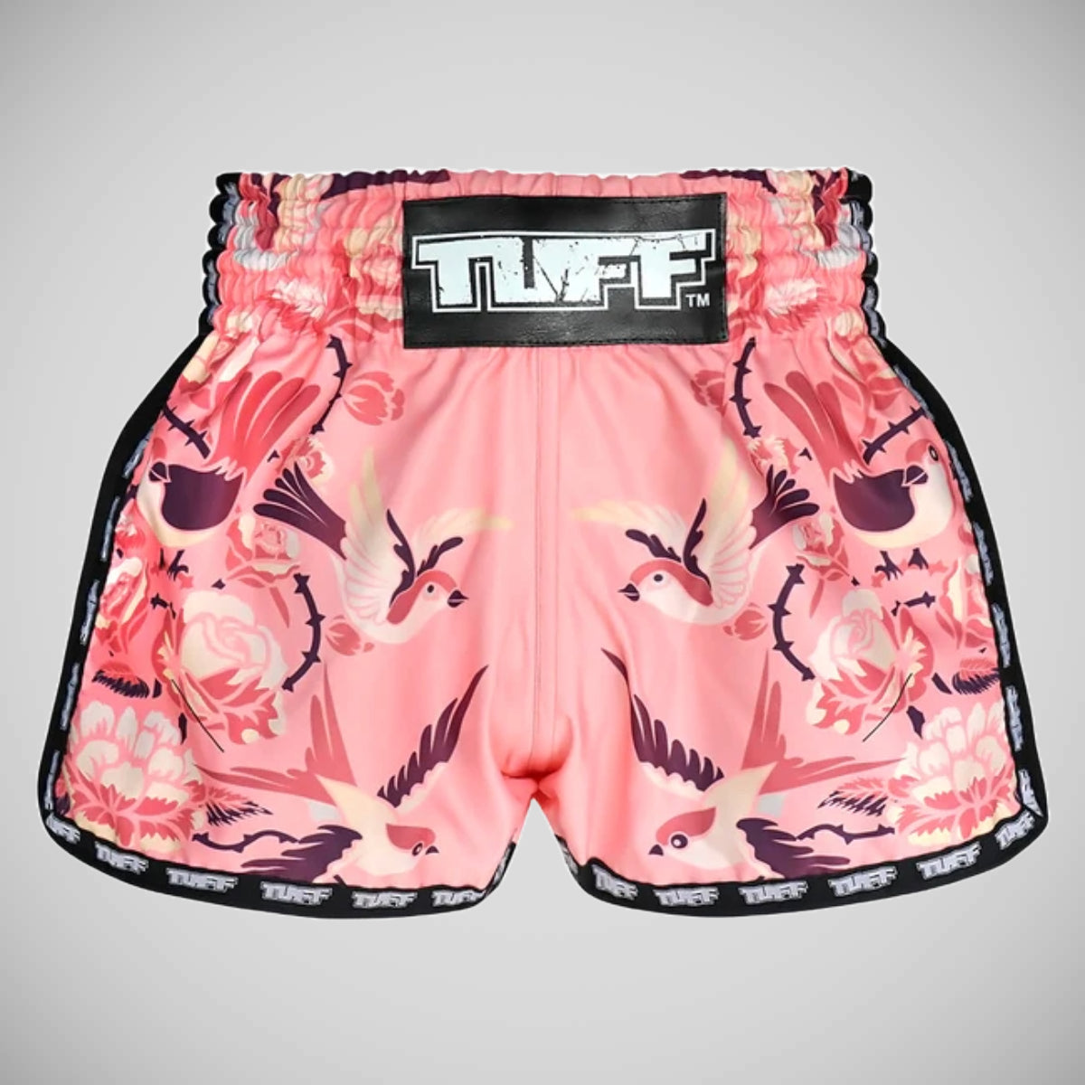 Tuff Sport MRS302 Retro -Stil rosa Vögel mit Rosesa Muay Thai Shorts