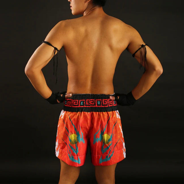 TUFF Sport MS622 White With Blue Dragon Muay Thai Shorts
