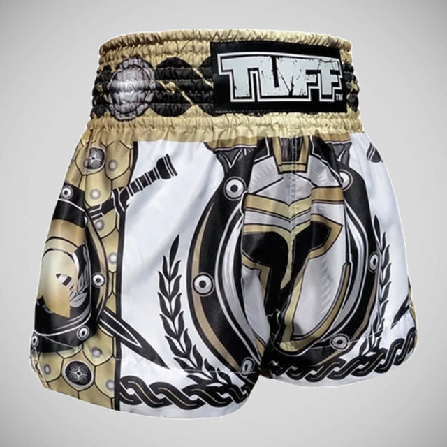 TUFF Sport MS634 Golden Gladiator in White Muay Thai Shorts