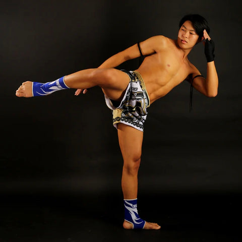 TUFF Sport MS634 Golden Gladiator in White Muay Thai Shorts