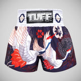 TUFF Sport MS639 Navy Blue Japanese Drawing Crane Birds Muay Thai Shorts   