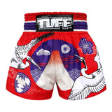 TUFF Sport MS639 Red Japanese Drawing Crane Birds Muay Thai Shorts   