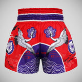 TUFF Sport MS639 Red Japanese Drawing Crane Birds Muay Thai Shorts   