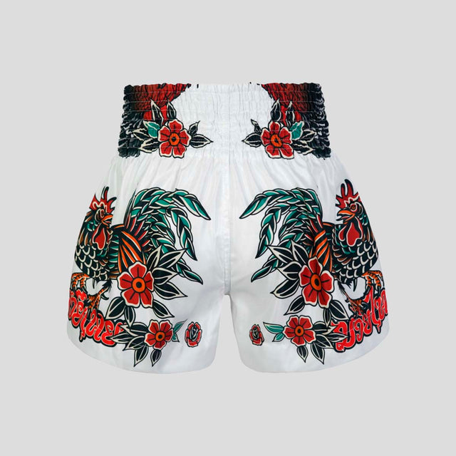 TUFF Sport MS677 Origin of Thai Rooster Muay Thai Shorts White