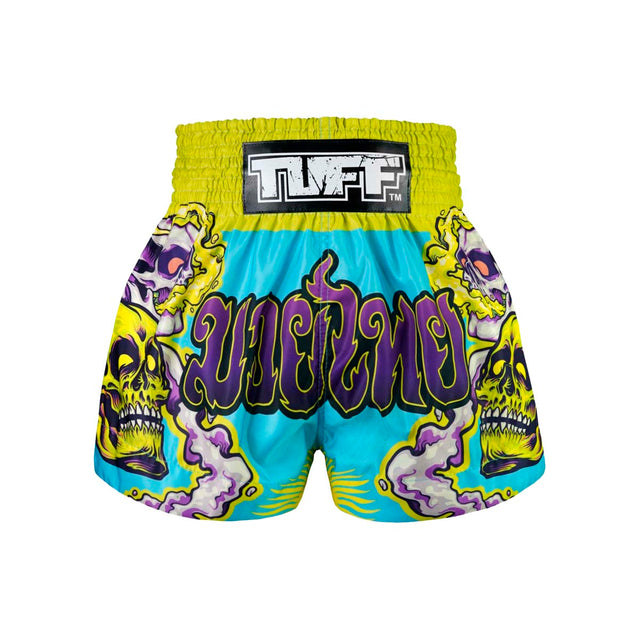 TUFF Sport MS682 Trippy Skull Muay Thai Shorts Blue/Green
