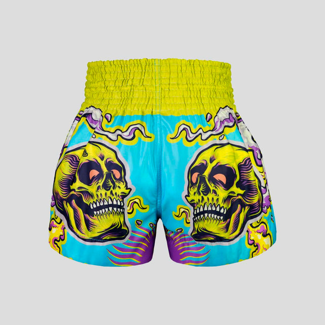 TUFF Sport MS682 Trippy Skull Muay Thai Shorts Blue/Green