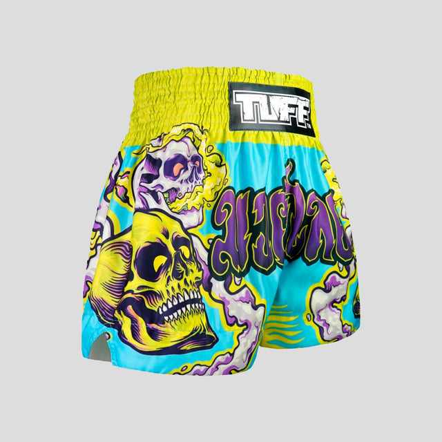 TUFF Sport MS682 Trippy Skull Muay Thai Shorts Blue/Green