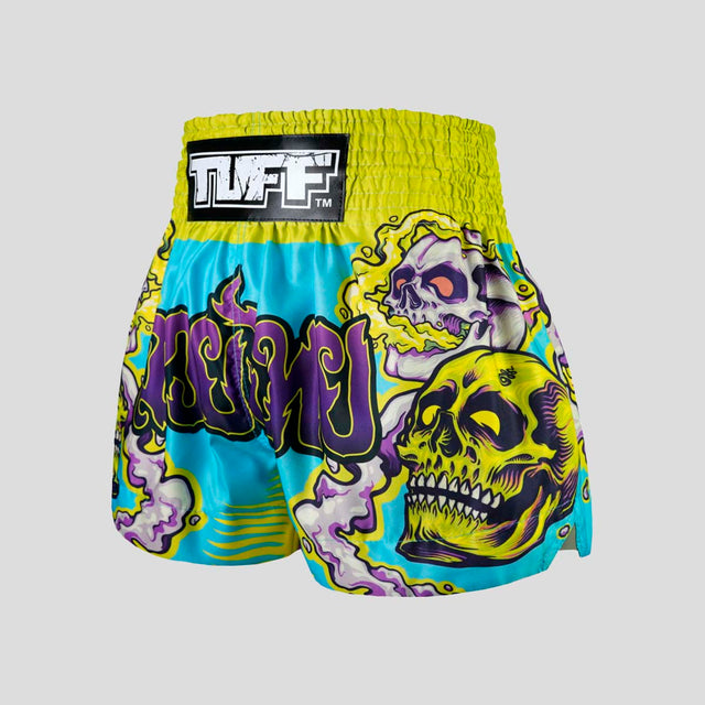 TUFF Sport MS682 Trippy Skull Muay Thai Shorts Blue/Green