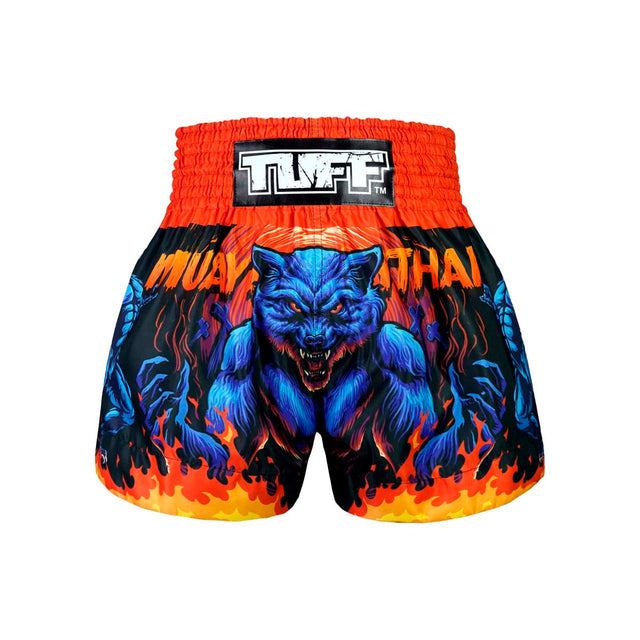 TUFF Sport MS683 Midnight Werewolf Muay Thai Shorts Black/Orange