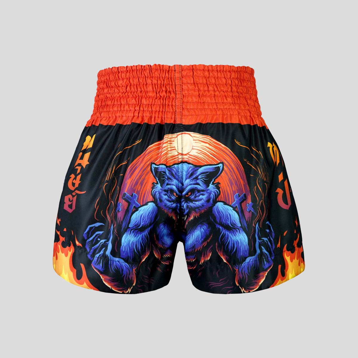 Tuff Sport MS683 Midnight Werwolf Muay Thai Shorts Schwarz/Orange