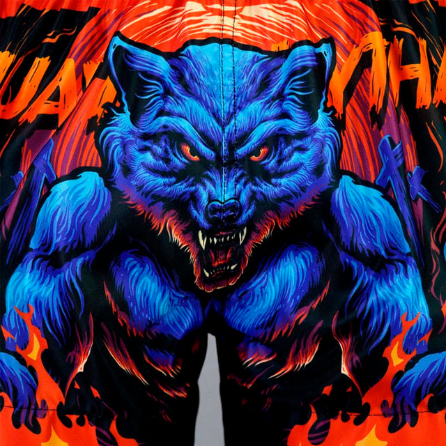 TUFF Sport MS683 Midnight Werewolf Muay Thai Shorts Black/Orange
