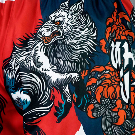 Tuff Sport MS684 Wolfpack Muay Thai Shorts Rot/Weiß
