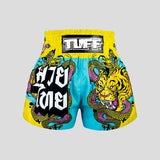 Tuff Sport MS685 Tiger y Python Muay Thai pantalones cortos azules/amarillos