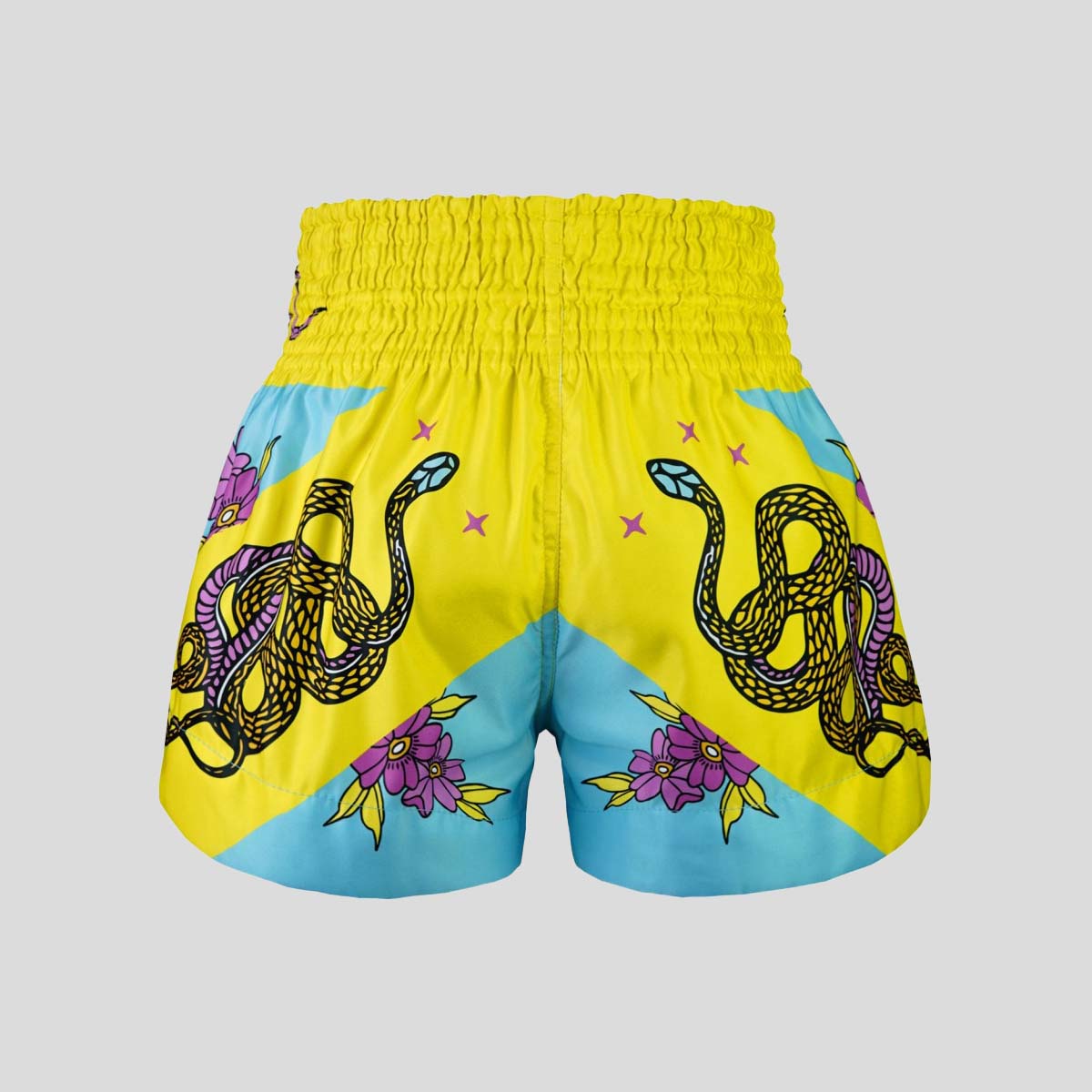 Tuff Sport MS685 Tiger y Python Muay Thai pantalones cortos azules/amarillos