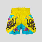 Tuff Sport MS685 Tiger y Python Muay Thai pantalones cortos azules/amarillos