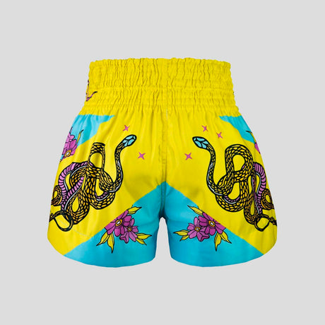 Tuff Sport MS685 Tiger und Python Muay Thai Shorts Blau/Gelb