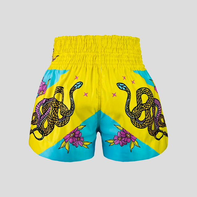 TUFF Sport MS685 Tiger and Python Muay Thai Shorts Blue/Yellow