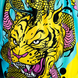 Tuff Sport MS685 Tiger y Python Muay Thai pantalones cortos azules/amarillos