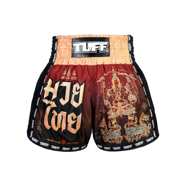 TUFF Sport MSC101 Yant Narai Muay Thai Shorts Brown