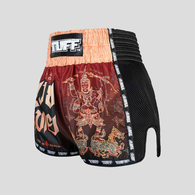 TUFF Sport MSC101 Yant Narai Muay Thai Shorts Brown