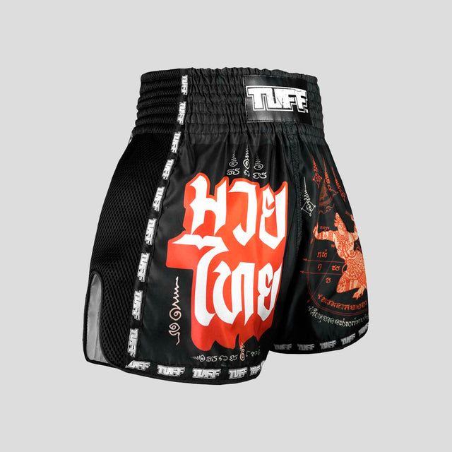 TUFF Sport MSC102 Hanuman Flying Muay Thai Shorts Black