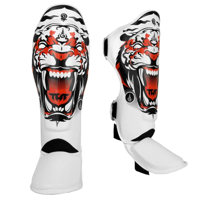 TUFF Sport White Tiger Muay Thai Shin Pads