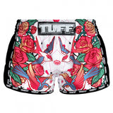 Tuff Sport Mrs302 Retro Style White Roses s ptáky Muay Thai šortky