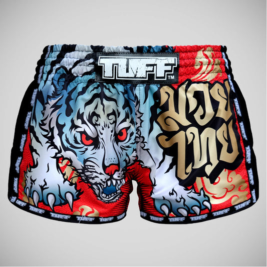 TUFF Sport MRS303 Retro Style Red Cruel Tiger Muay Thai Shorts