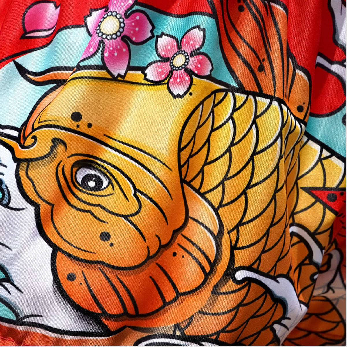 Tuff Sport MS637 Red Japanese Koi Fish Muay Thai Shorts