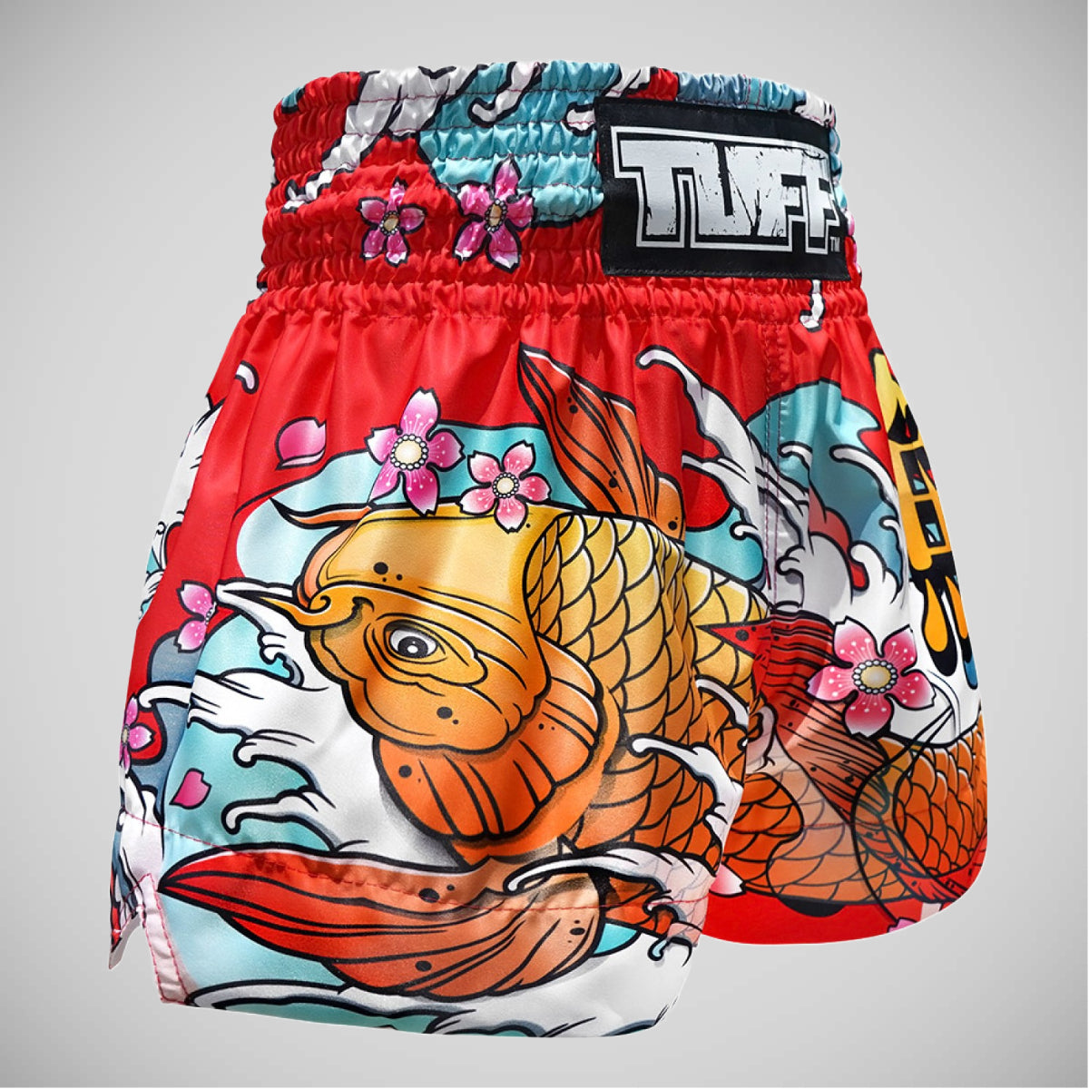 TUFF Sport MS637 Red Japanese Koi Fish Muay Thai Shorts at Made4Fighters